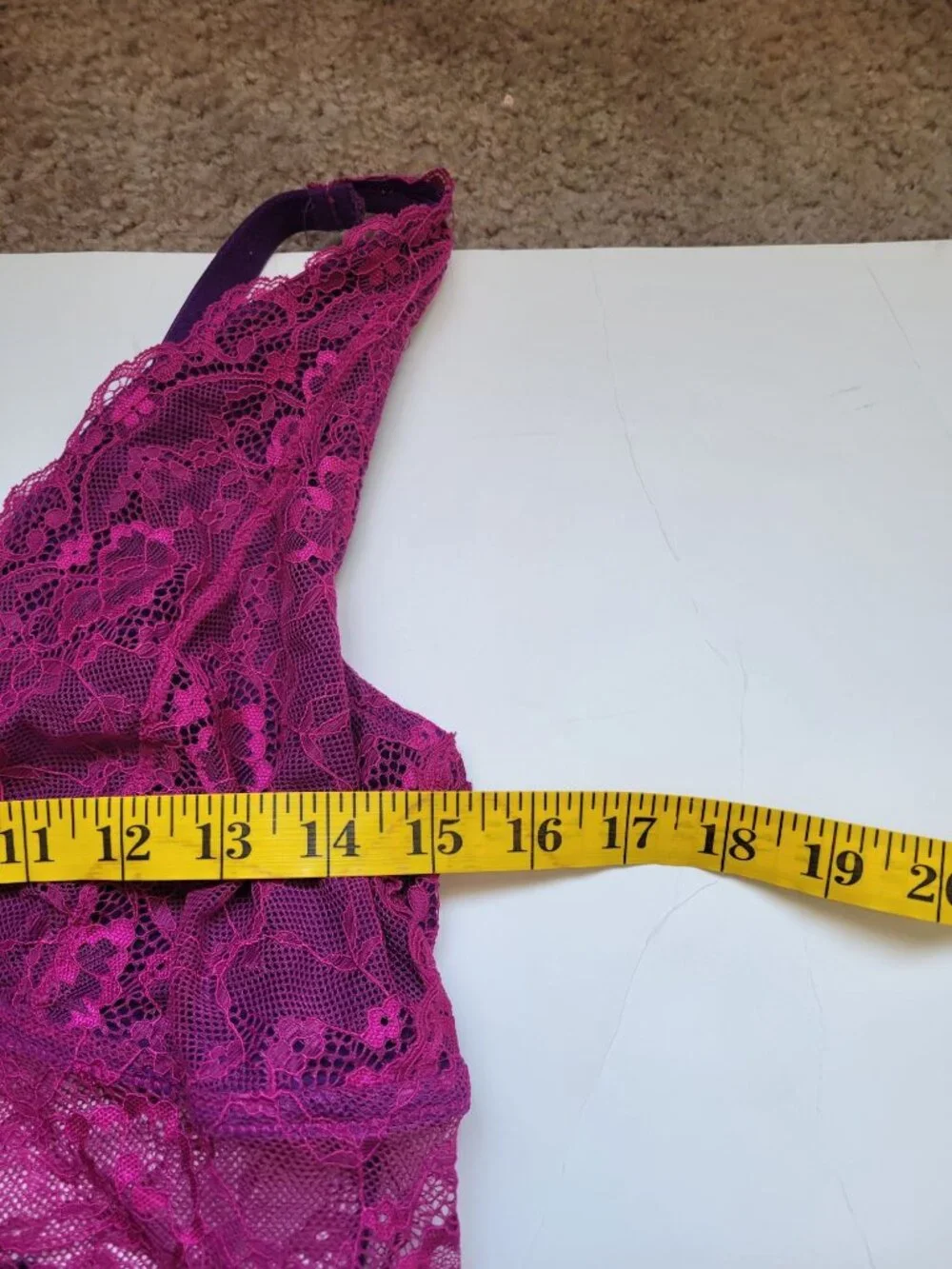 Purple chemise by Cacique features a contrasting pink lace bodice V-neckline L - Picture 8 of 9
